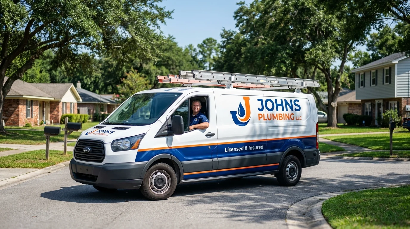 Johns Plumbing LLC service van in Avenel, NJ