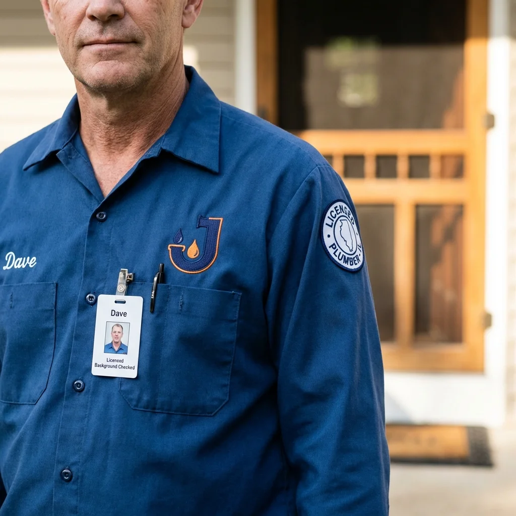 Licensed plumber showing ID badge in Avenel, NJ
