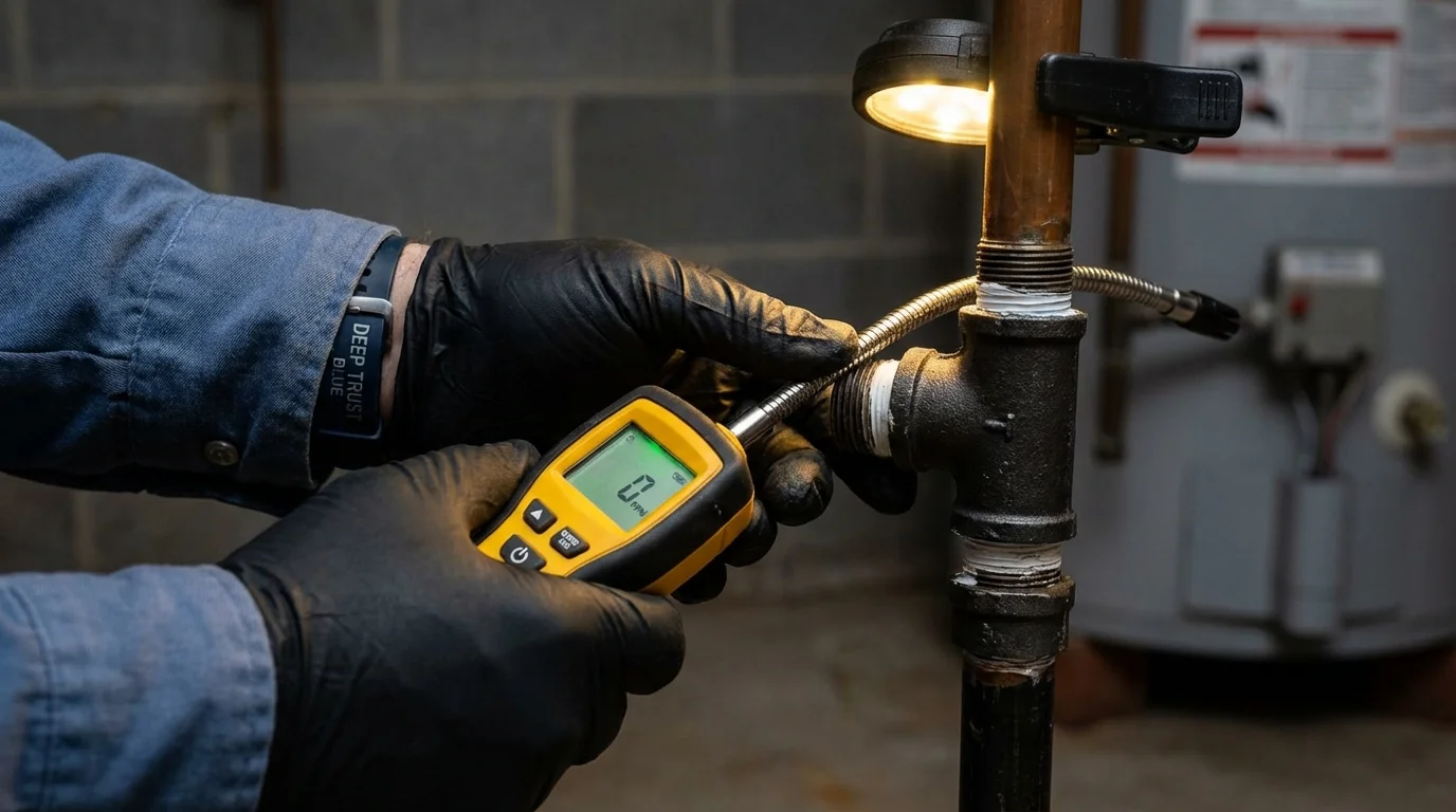 Gas leak detection with electronic sniffer by Johns Plumbing LLC in Avenel