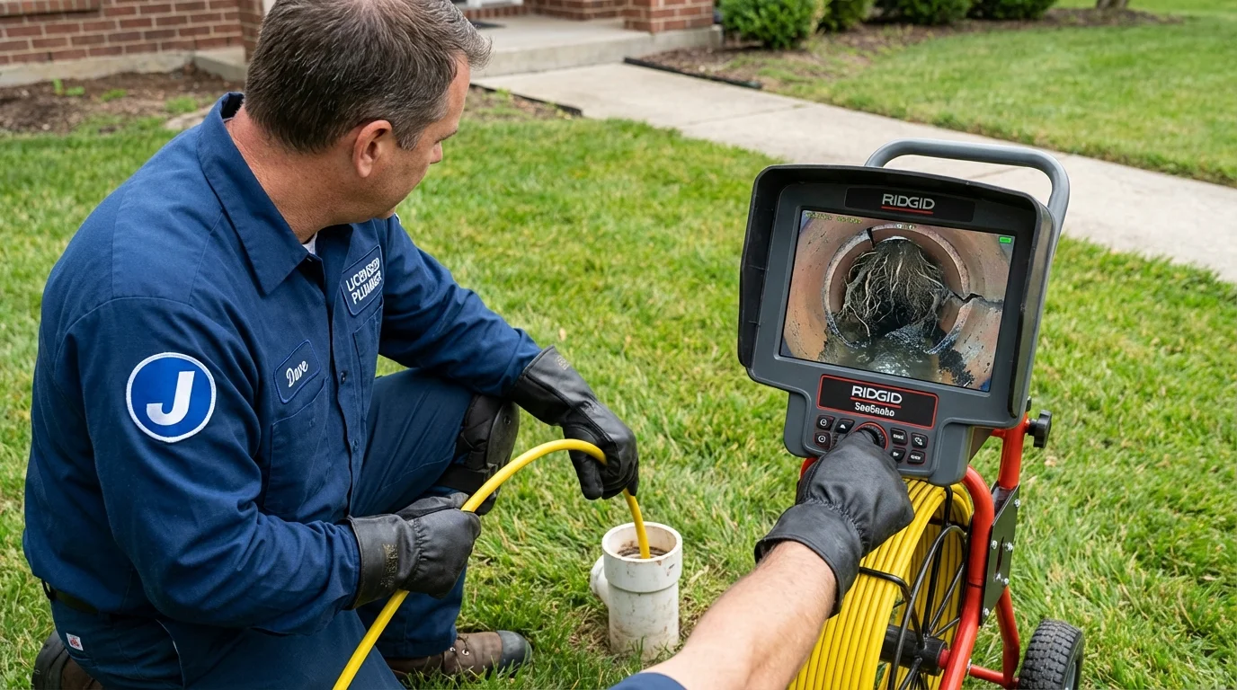 Sewer camera inspection being performed by Johns Plumbing LLC in Avenel