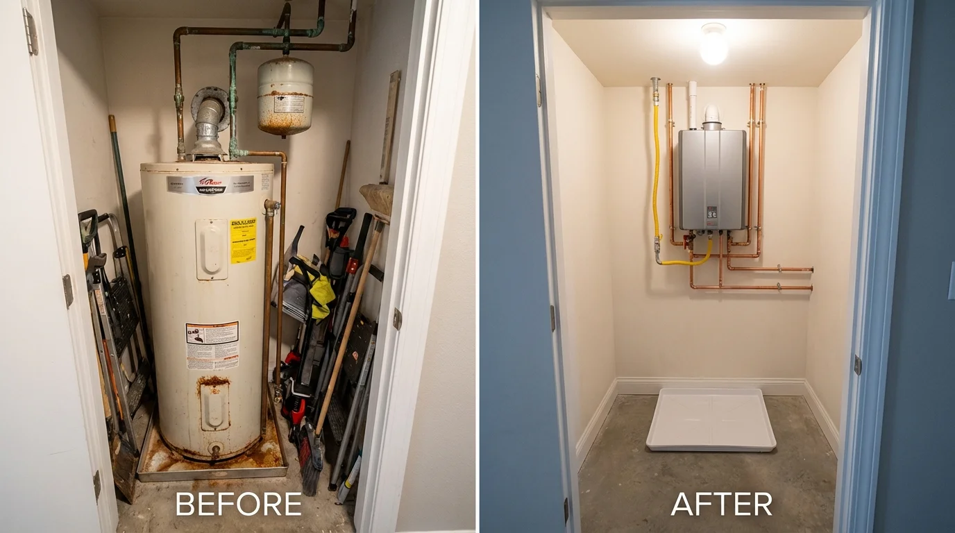 Tank water heater versus wall-mounted tankless unit comparison for Avenel, NJ homeowners